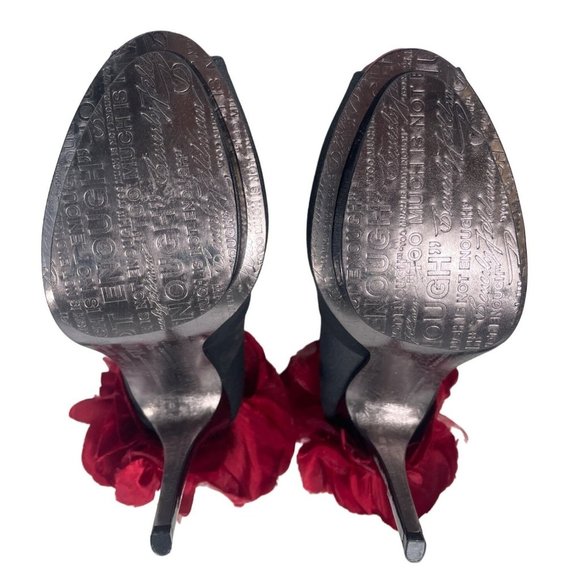 Beverly Feldman Women's Black Peep Toe Platforms 4.5in Heel Sz 8 (EU 38) - Picture 6 of 10